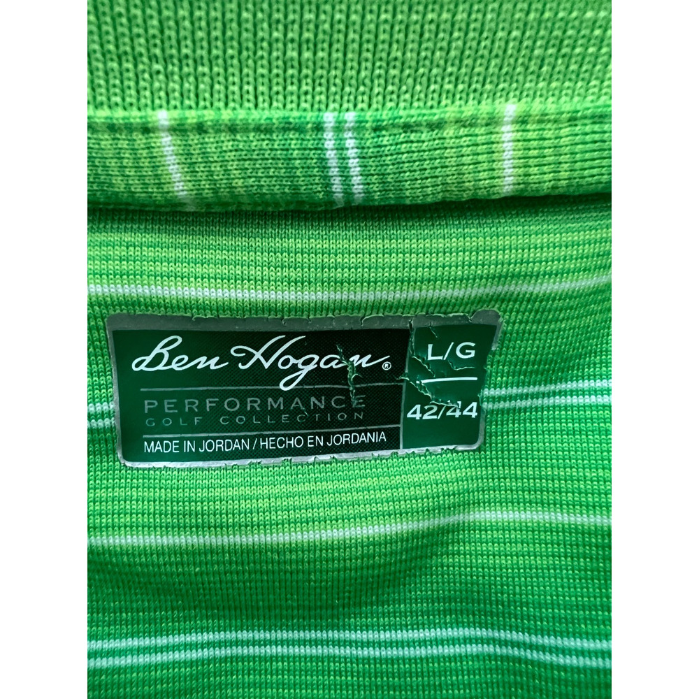 Ben Hogan Performance Golf Polo Shirt Mens Large Green Striped Short Sleeve - Picture 4 of 7